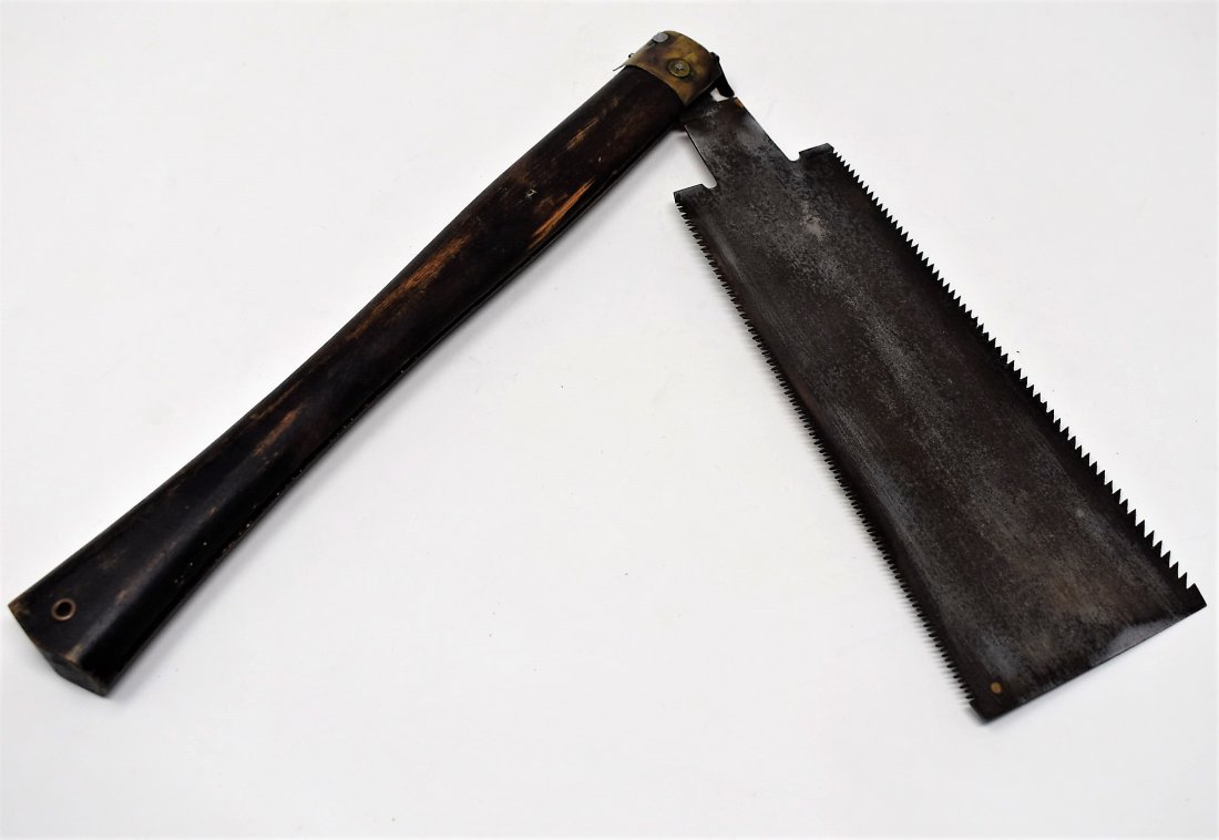 Antique Wood Handled Folding Field Bone Saw Amputation Apr 19, 2020