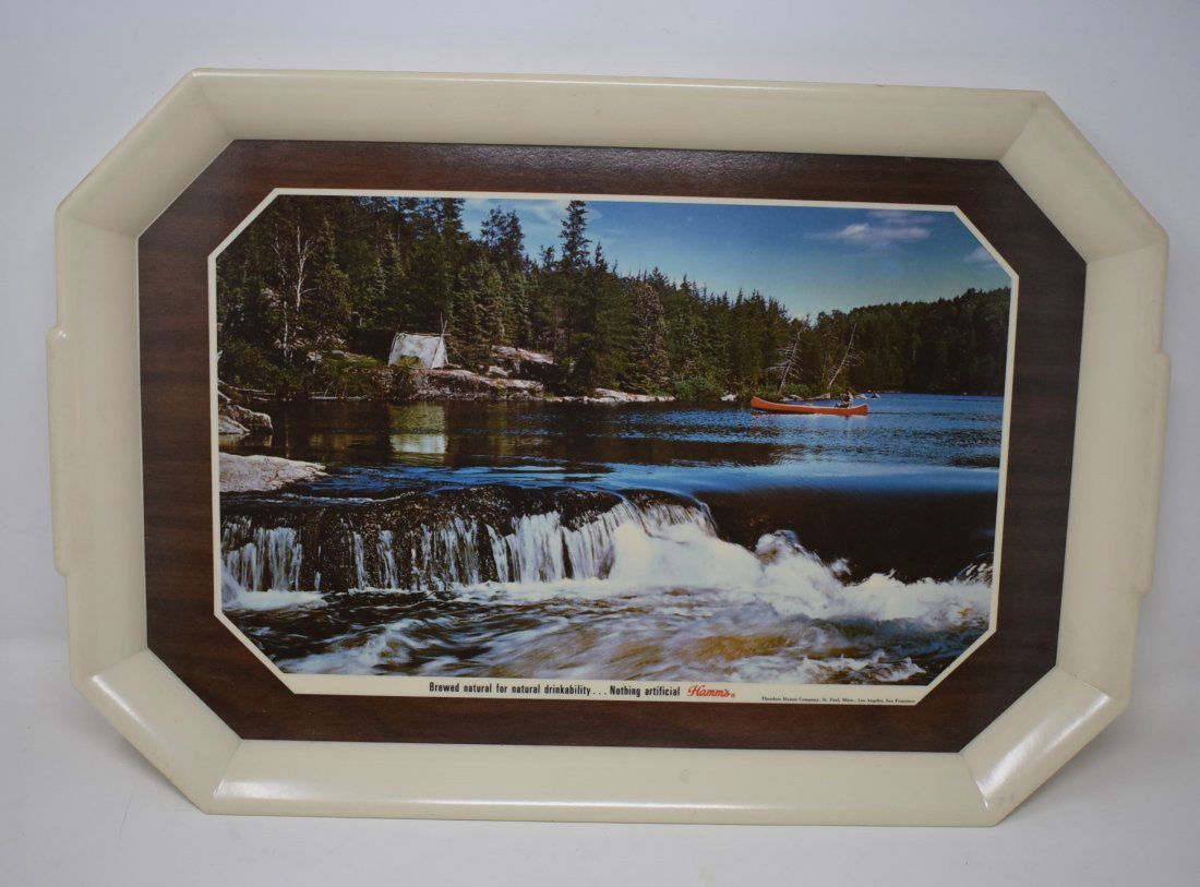 Vintage Hamms Beer Bar Tray: plastic, measures 20" x 13.5"