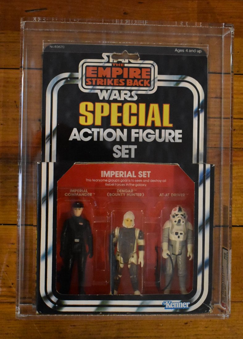 1981 Star Wars 3-Pack Series 2 Imperial Set AFA Grad 80: Extremely RARE - 1981 Kenner Star Wars 3-Pack Series 2 Imperial Set AFA 80 NM - Set Contains: Imperial Commander, Dengar, At-At Driver - AFA 17556651 - Figure and Case are in great shape and already g