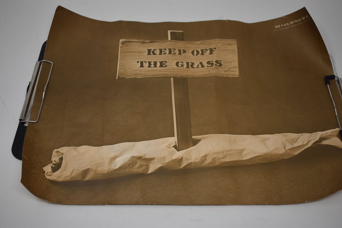 Vintage U.S. Government Anti-Drug Poster: Vintage U.S. Government "Keep Off The Grass" Anti-Drug Poster, 18" x 13"