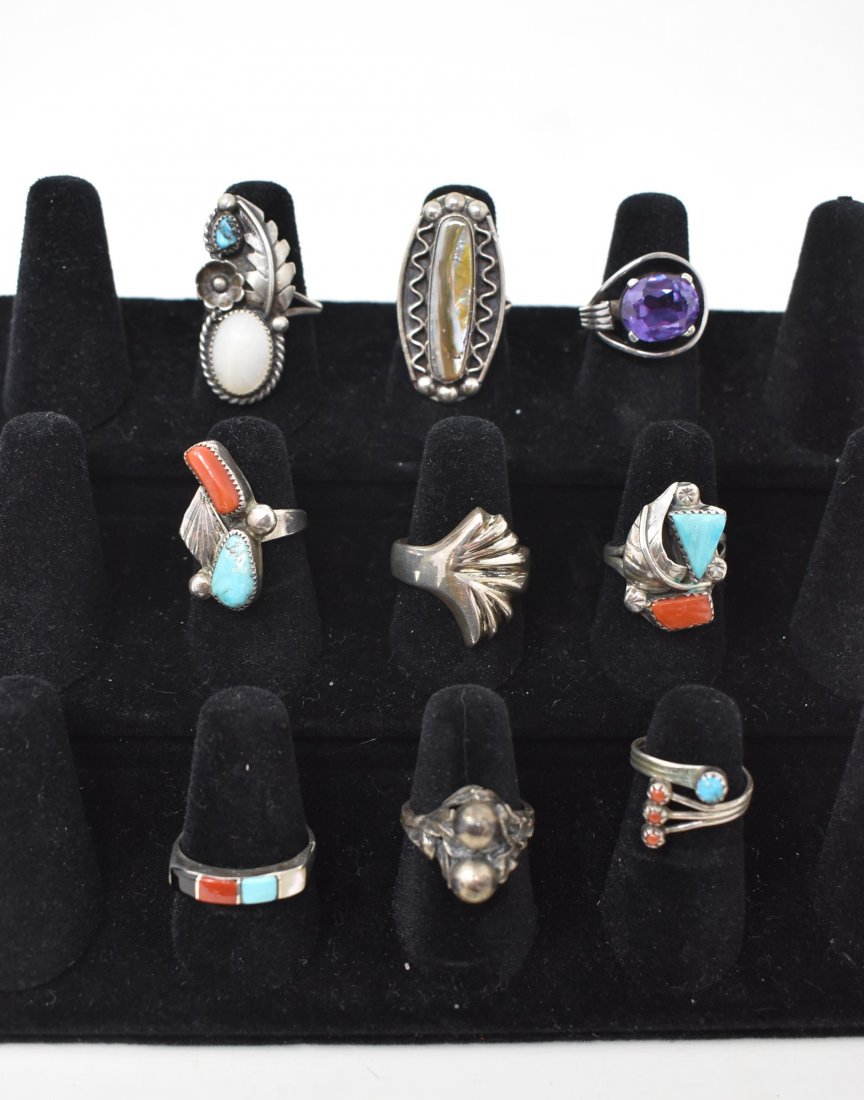 Lot of 9 Sterling Silver Rings: Assorted Sizes