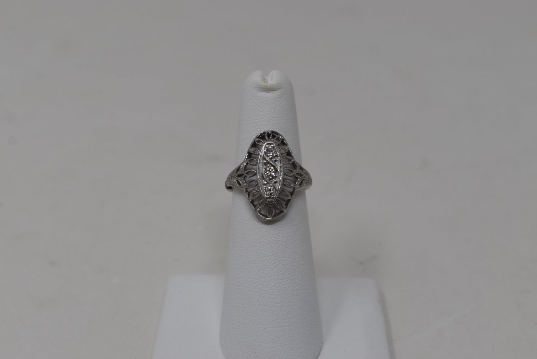 Antique Platinum & Diamonds Ring: Very delicate Antique Platinum and Diamonds Ring, size 5.5, 4.5 grams