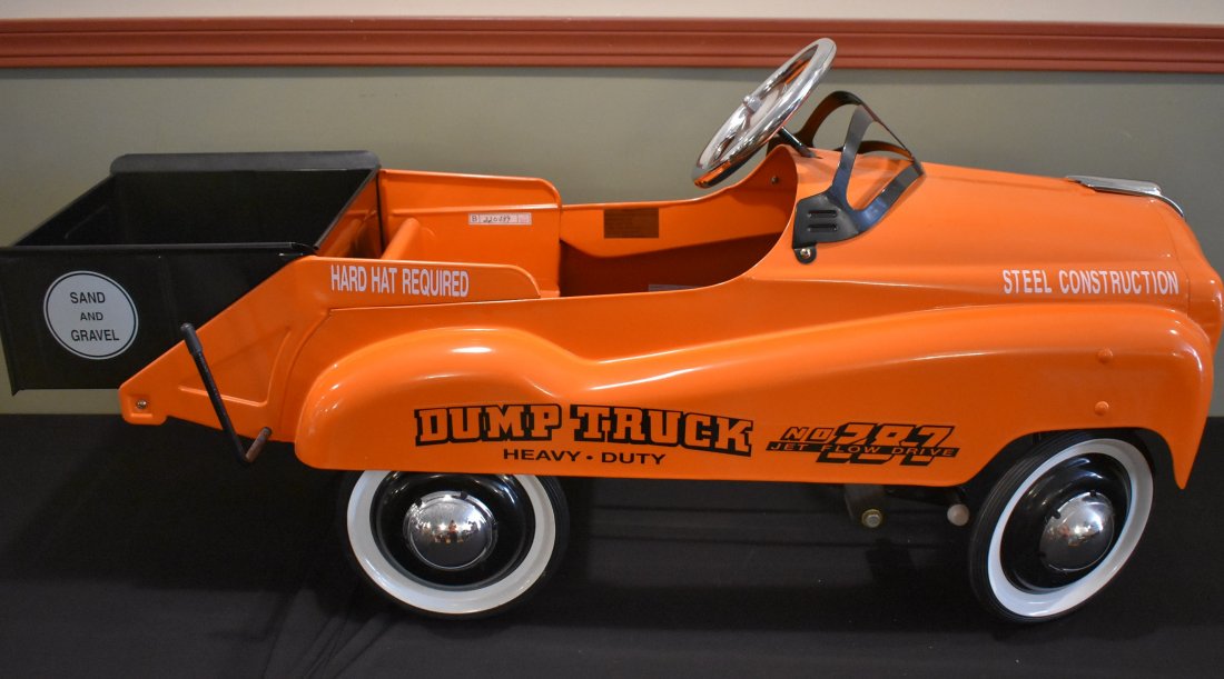 Burns Novelty Pedal Car "Dump Truck": Burns Novelty Metal Pedal Car, "Dump Truck". Measures 44" long