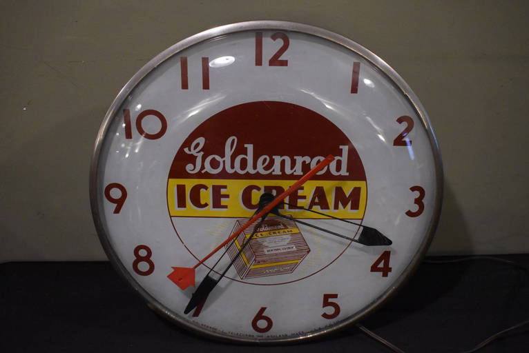 Vintage Goldenrod Ice Cream Clock Advertising