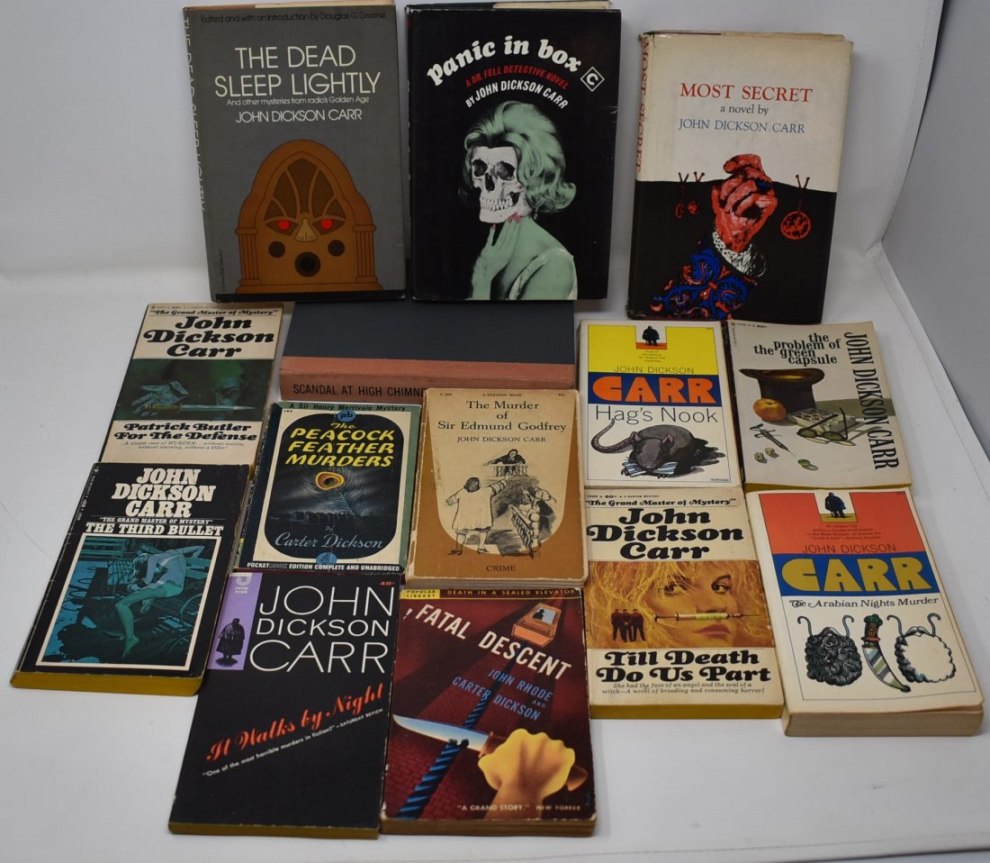 lot of John Dickson Carr Books 1st editions & Paperback: up for auction is a lot of John Dickson Carr (and his Alias's Carter Dickson & Carr Dickson) Books 1st editions & Paperback, nice selection - some are first Edition Hardcover, some are first time in p