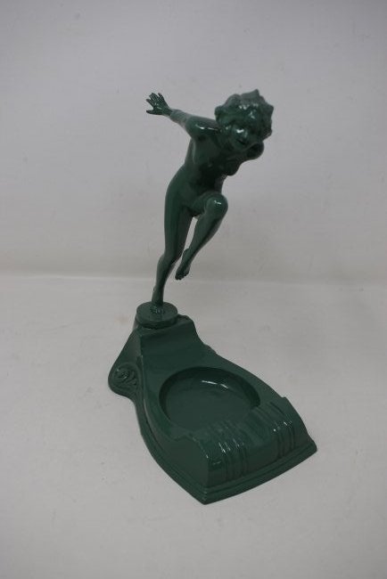 Vintage Art Deco Nude Ashtray: Vintage Art Deco Nude Metal Ashtray, marked #201 from N.S.A. Mfg, Chicago. It measures 8.5" tall.