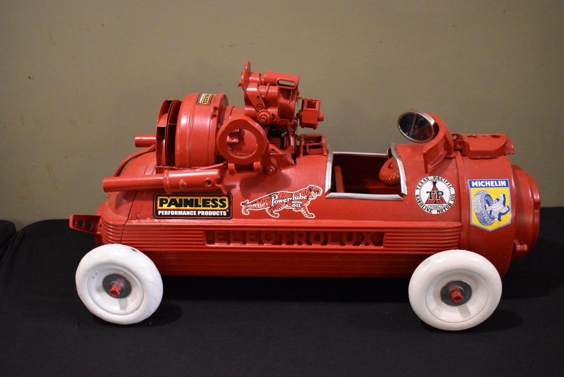 Custom Electrolux Vacuum Cleaner Race Car: Custom Race Car made from an old Electrolux Vacuum, measures 24" x 12"