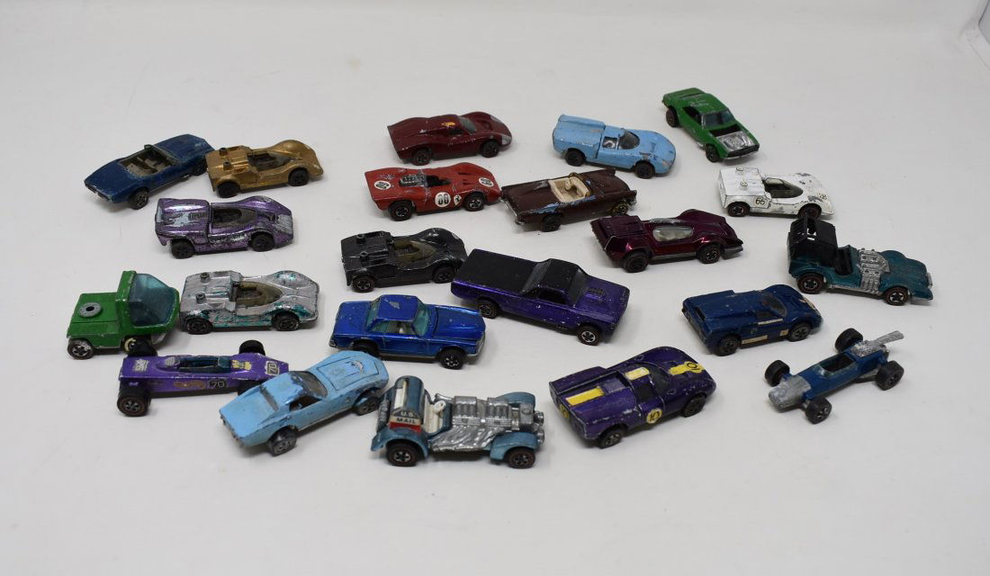 Lot of 22 Hot Wheels Redlines Red Lines: A Lot of 22 Vintage Hot Wheels Redline Die-Cast Cars, as shown