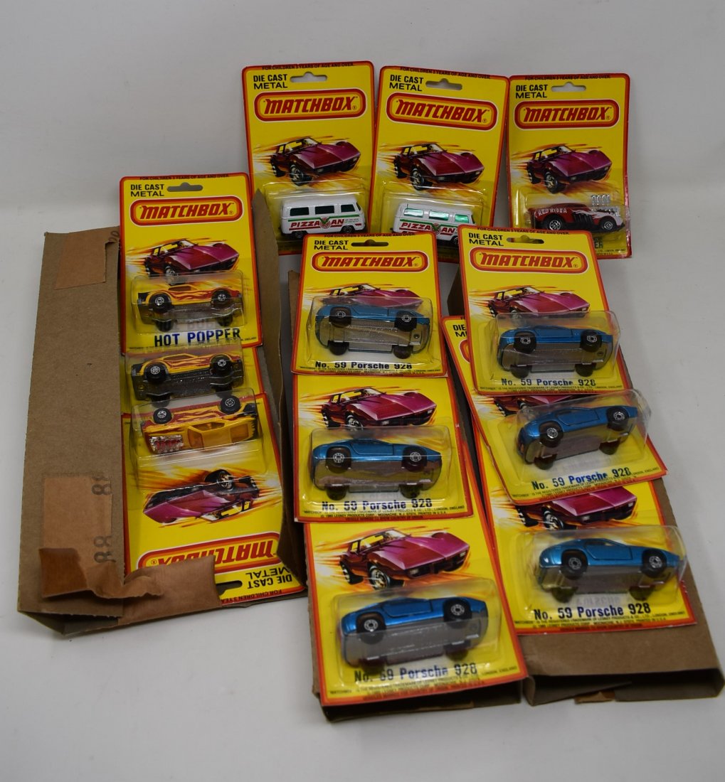 Lot of Vintage Matchbox Cars On Cards: A Lot of 12 Matchbox Cars on Sleeves with 3 Original Sleeves.