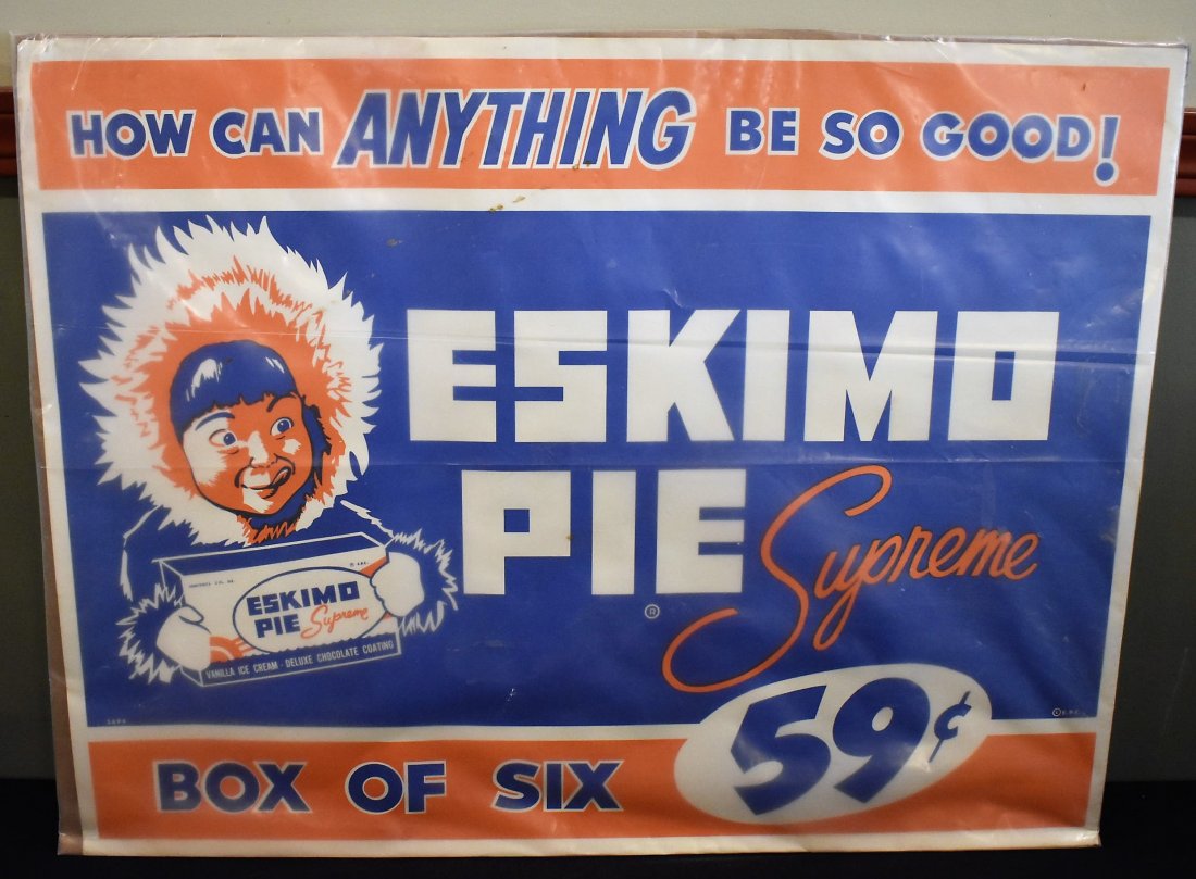 Vintage Eskimo Pie Advertising Poster: Vintage Eskimo Pie Poster, measures 29" x 22", kept under plastic