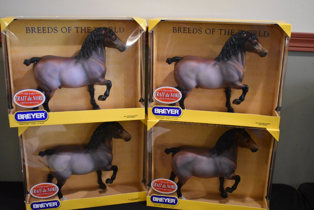 4 Breyer 1278 Trait du Nord Horses NEW IN BOX: A Lot of 4 Breyer 1278 Trait du Nord French Belgian Horses, all are new in box.