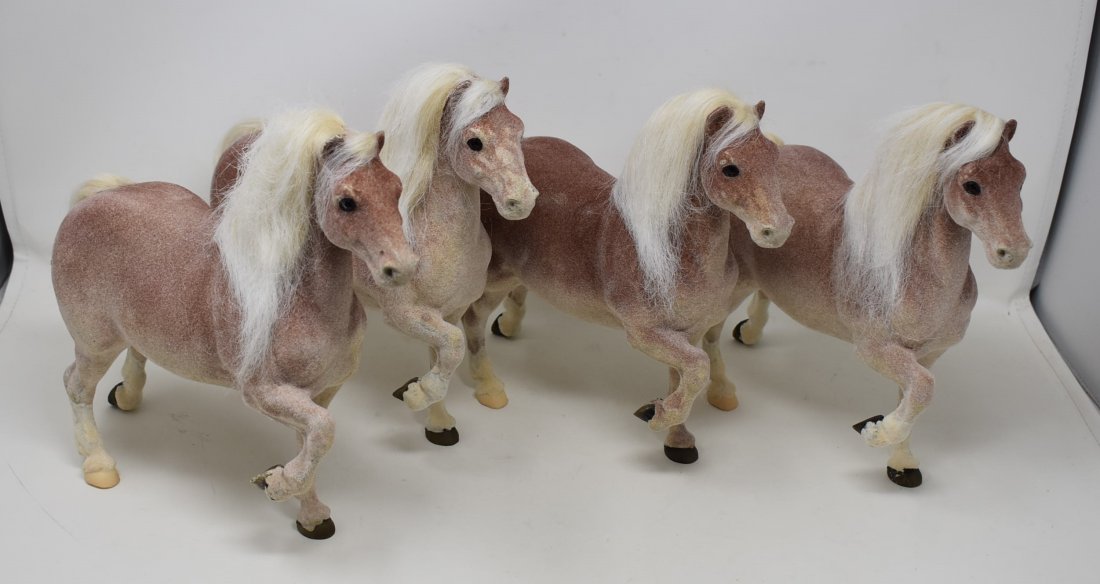 Lot of 4 Breyer Flocked Horses: A Group of 4 Breyer Flocked Horses, as shown