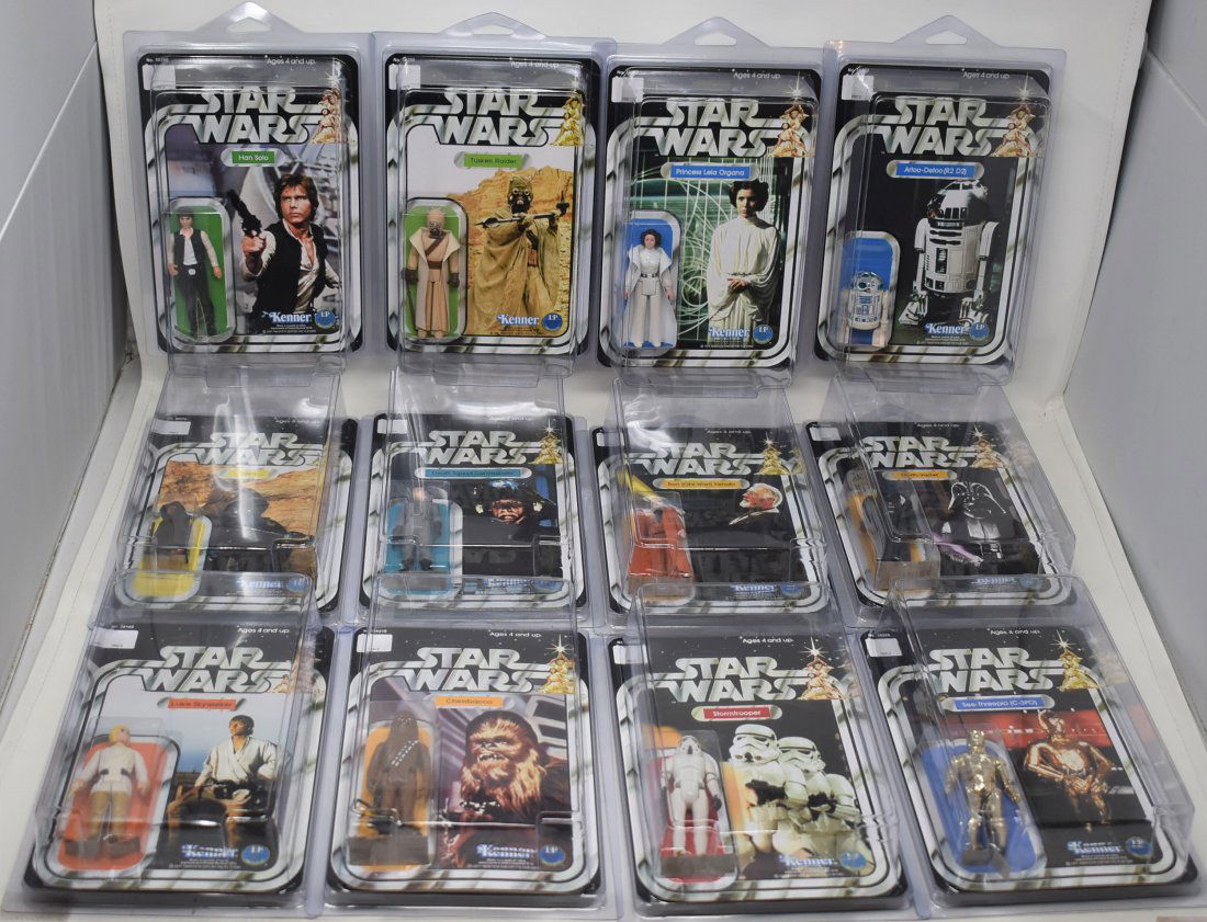 Original 12 Star Wars 1977 Action Figures Re-carded: Original 12 Star Wars 1977 Action Figures Re-carded - These are Original Vintage 1977 Action Figures and Weapons on New (Reproduction) Cards With New (Reproduction) Bubbles - Again the cards and all P