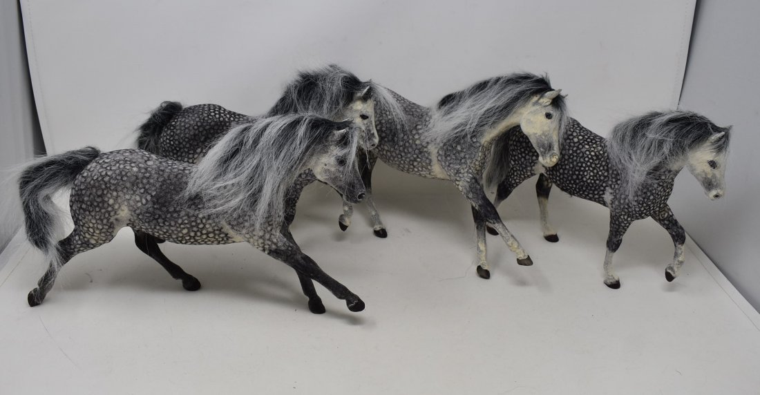 Lot of 4 Flocked Breyer Horses: A Lot of 4 Flocked Breyer Horses, as shown