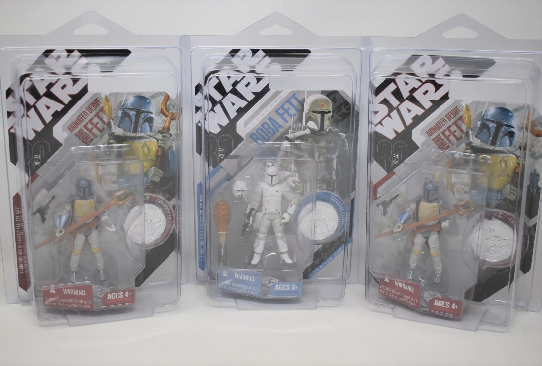 Star Wars Boba Fett Lot Animated Debut & Concept: Star Wars Boba Fett Lot 2 Animated Debut Figures & 1 Concept Boba Fett Figure -all sealed and in great shape