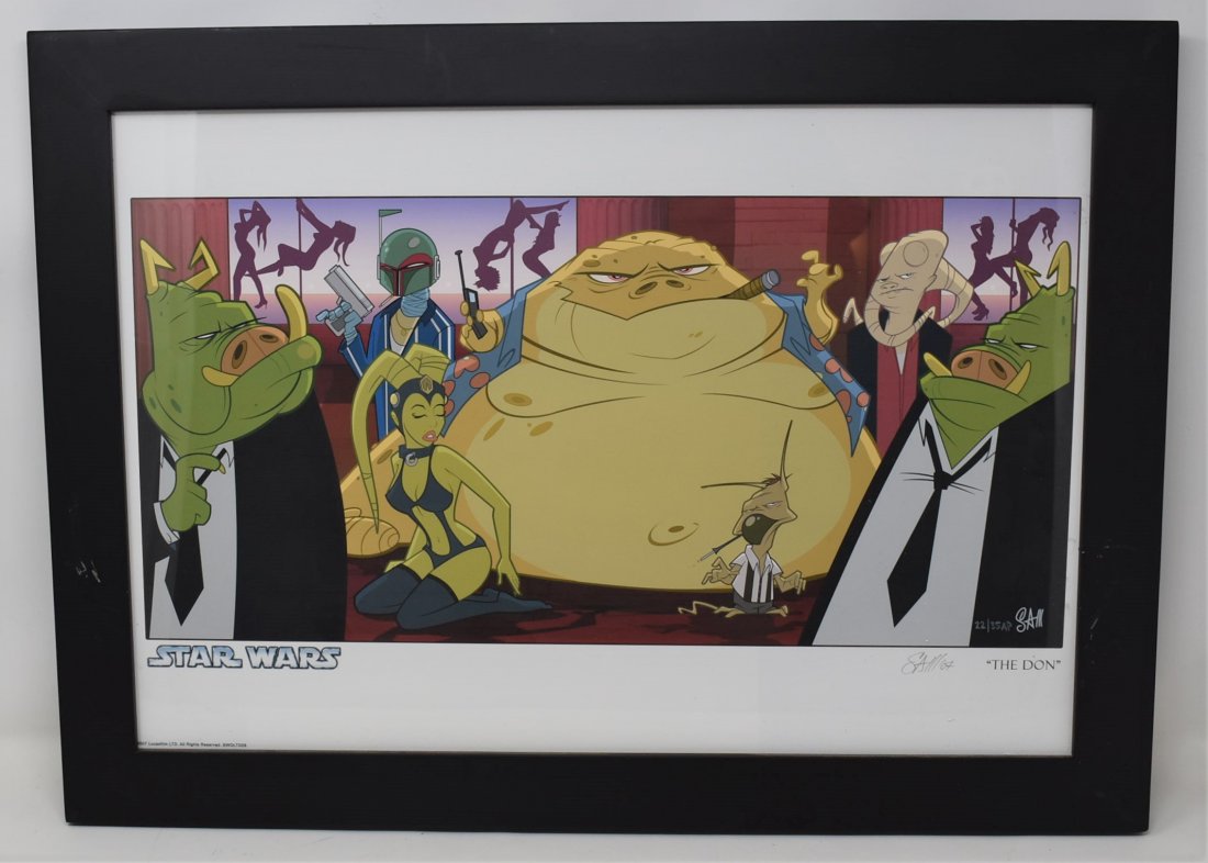 Sam Fout Star Wars "The Don" Artist Print AP 22/35: Sam Fout Star Wars "The Don" Signed Artist Print AP 22/35 - print is in great shape but the frame has issues