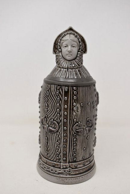 1/2 Liter Iron Maiden Character Stoneware Stein: 1/2 Liter Iron Maiden Character Stoneware Stein - this stein features the Iron Maiden Torture Device as the Character Representation of the stein - Bottom is marked T.W.