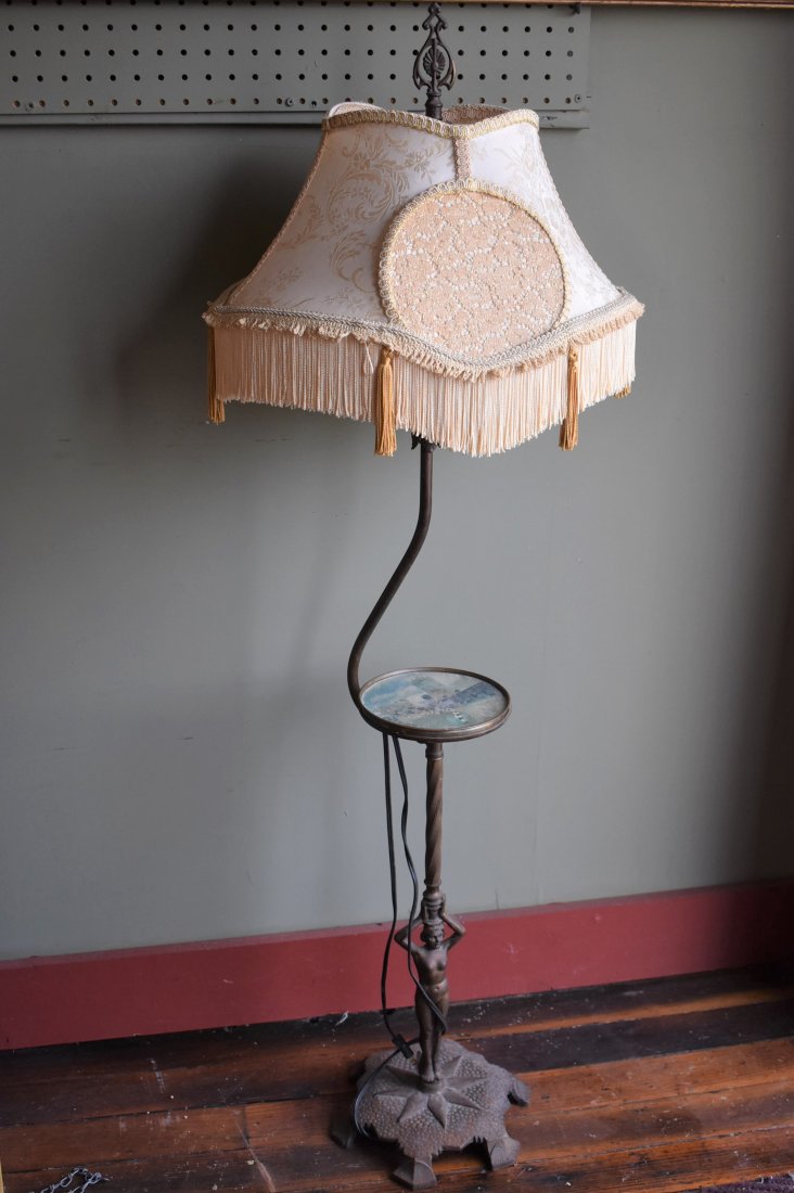 Floor Lamp Great Nude Female Form Art Deco Base: Floor Lamp Great Nude Female Form Art Deco Base with great vintage lamp shade