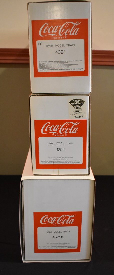 Lot of 3 LGB G Scale Coca-Cola Cars: A Lot of 3 LGB G Scale Coca-Cola Cars including: 4391, 42911 and 45710. All are in original boxes.