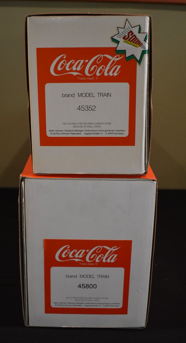 Lot of 2 LGB G Scale Coca-Cola Cars: A Lot of 2 LGB G Scale Coca-Cola Cars, 45352 and 45800. In original boxes.