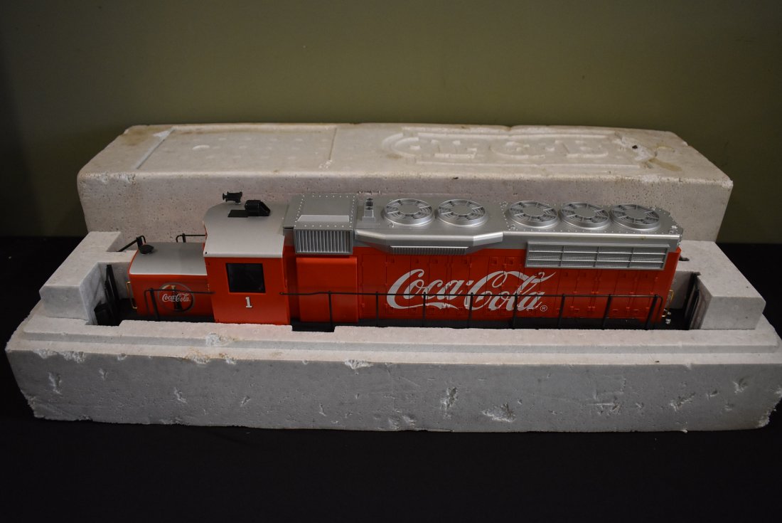 LGB G Scale Coca-Cola Engine Locomotive: LGB G Scale Coca-Cola Locomotive. It is super clean, comes in original styrofoam, no box.