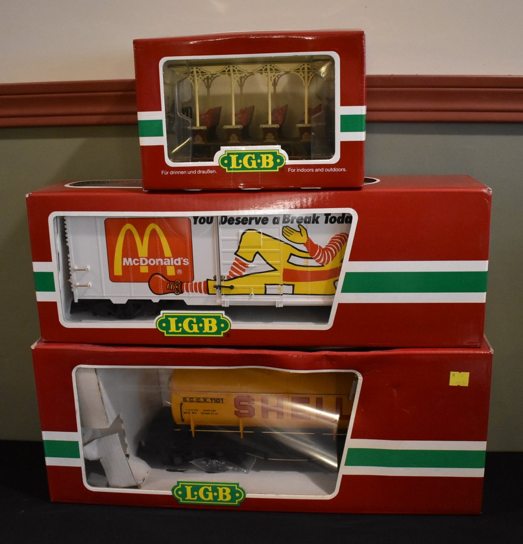 Lot of 3 LGB G Scale Cars: A Lot of 3 LGB G Scale Cars including 31430, 44910 McDonald's and 4080 Y 04. All are in original boxes.