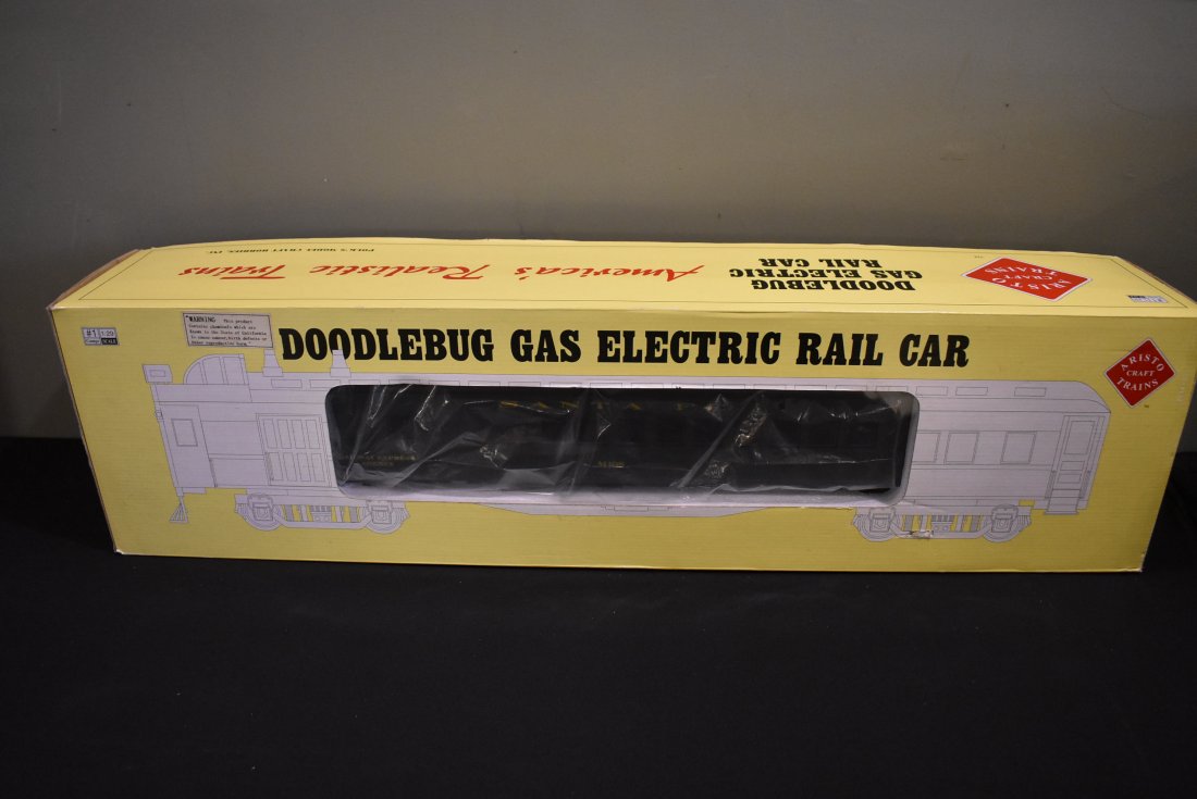 Aristocraft G 21210 ATSF Doodlebug Rail Car: Aristo Craft G Scale 21210 Santa Fe Doodlebug Gas Electric Rail Car, in box.