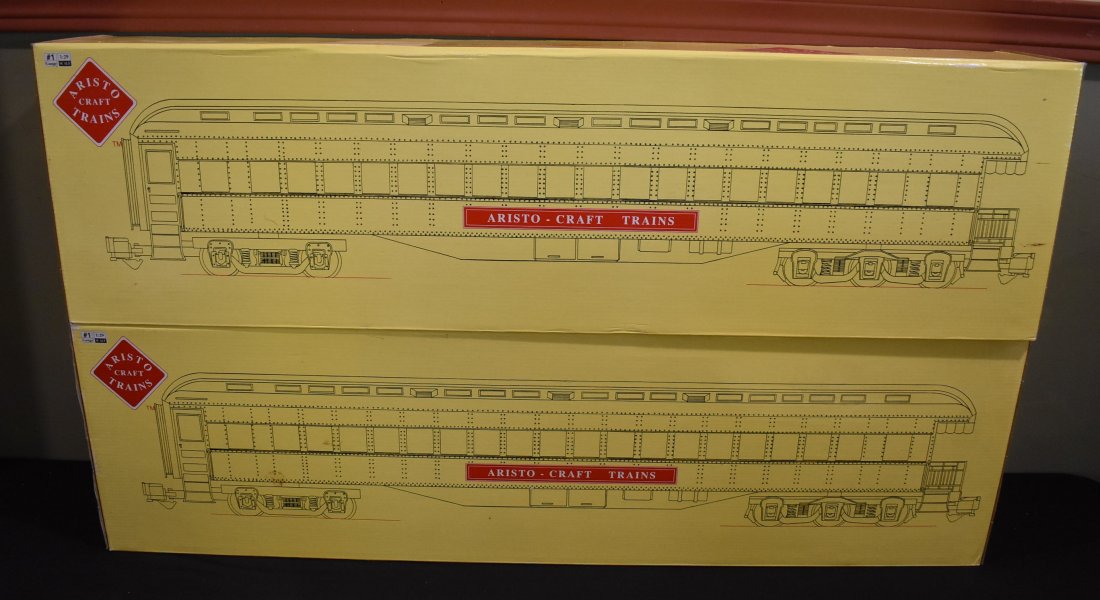 2 Aristocraft G UP Heavyweight Passenger Cars: A Lot of 2 Aristocraft G Scale Heavyweight Passenger Cars including 31308 Mail Car & 31408 Observation Car.