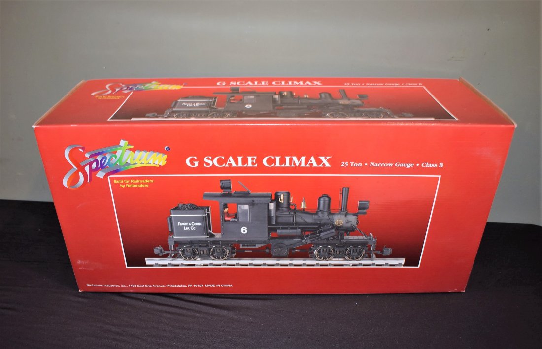Bachmann Spectrum G 81180 Climax Locomotive: Bachmann Spectrum G Scale 81180 25 Ton Narrow Gauge, Class B Climax Pardee & Curtin Lumber Co. #6. In original box.