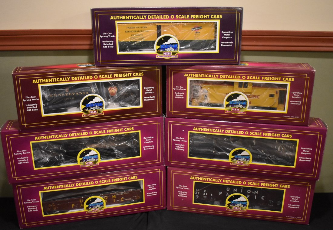 Lot of 7 MTH O Scale Cars: A Lot of 7 M.T.H. O Scale Cars, as shown