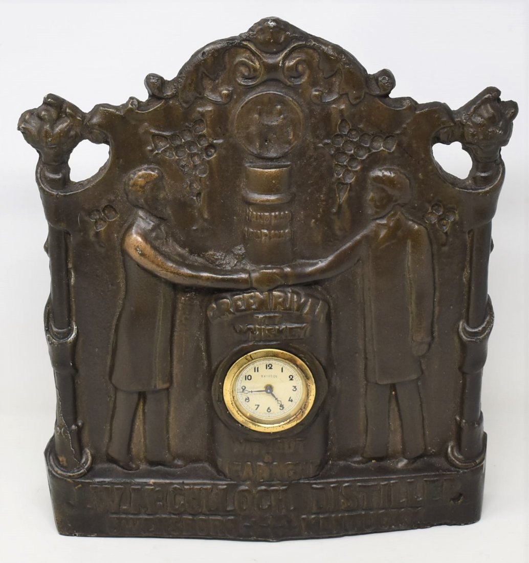 Green River Whiskey Promotional Metal Advertising Clock: Green River Whiskey Promotional Advertising Clock - clock has not been tested, functionality is unknown. Made of Metal