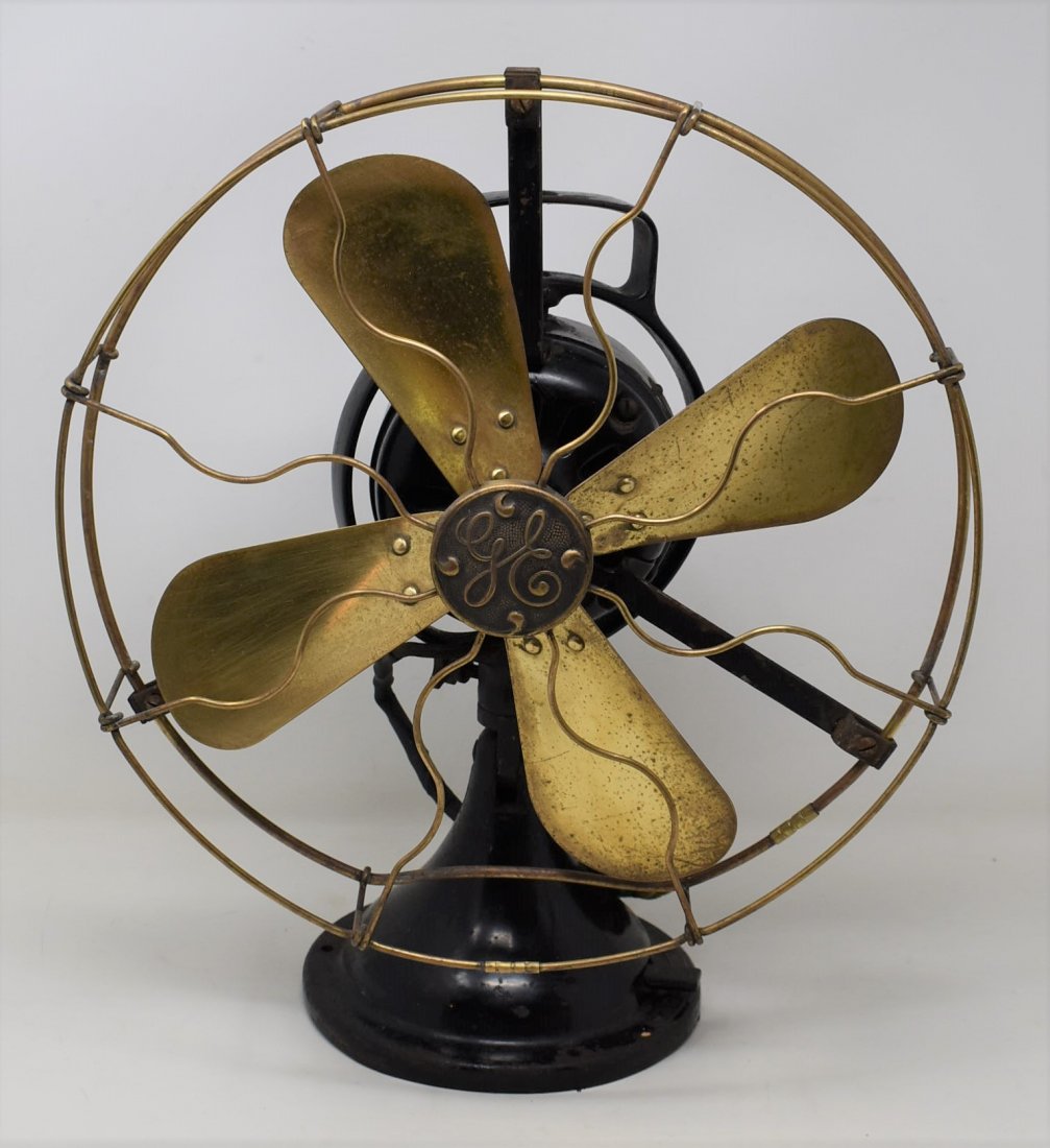 General Electric Brass Blade Alternating Current Fan: General Electric Brass Blade Alternating Current Fan, Working, in as shown shape