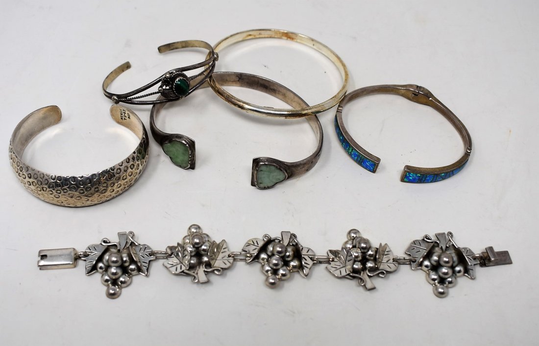 Lot of 6 Sterling Silver Bracelets: A Lot of 6 Sterling Silver Bracelet, some signed