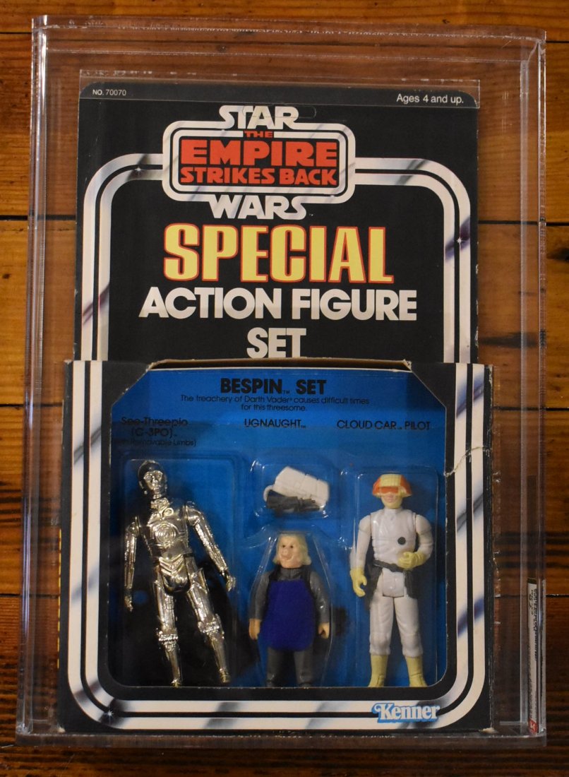 1982 Star Wars 3-Pack Series 3 Bespin Set AFA Graded 75: Extremely RARE - 1982 Kenner Star Wars ESB Empire Strikes Back 3-Pack Series 3 Bespin Set AFA 75 Ex+/NM - Set Contains: See-Threepio (c-3po), Ugnaught & Cloud Car Pilot - AFA 10392290 - Figure and Cas
