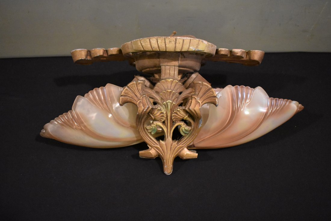 Gorgeous Vintage Art Deco Double Wall Light: Beautiful Vintage Art Deco Double Wall Light Fixture with 2 Glass Shades, shades measure 7" long