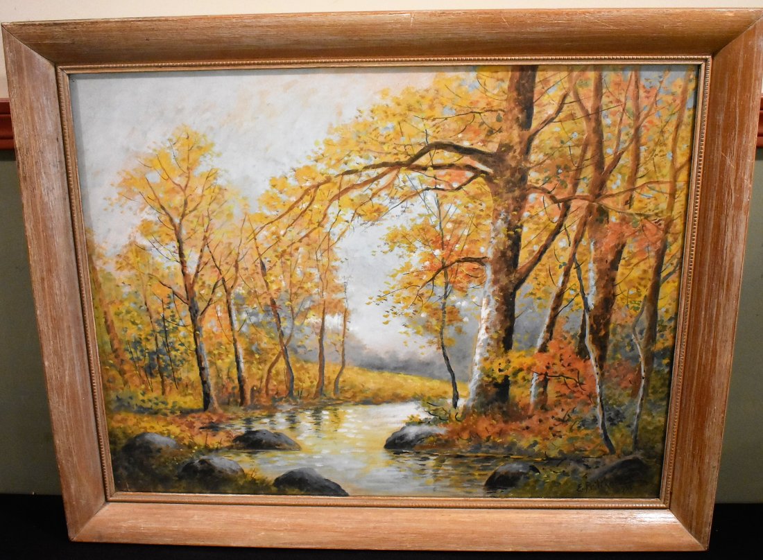 1933 Edward Pritchard Watercolor: Edward Pritchard Original Watercolor, Fall Landscape, measures 30" 24" framed.