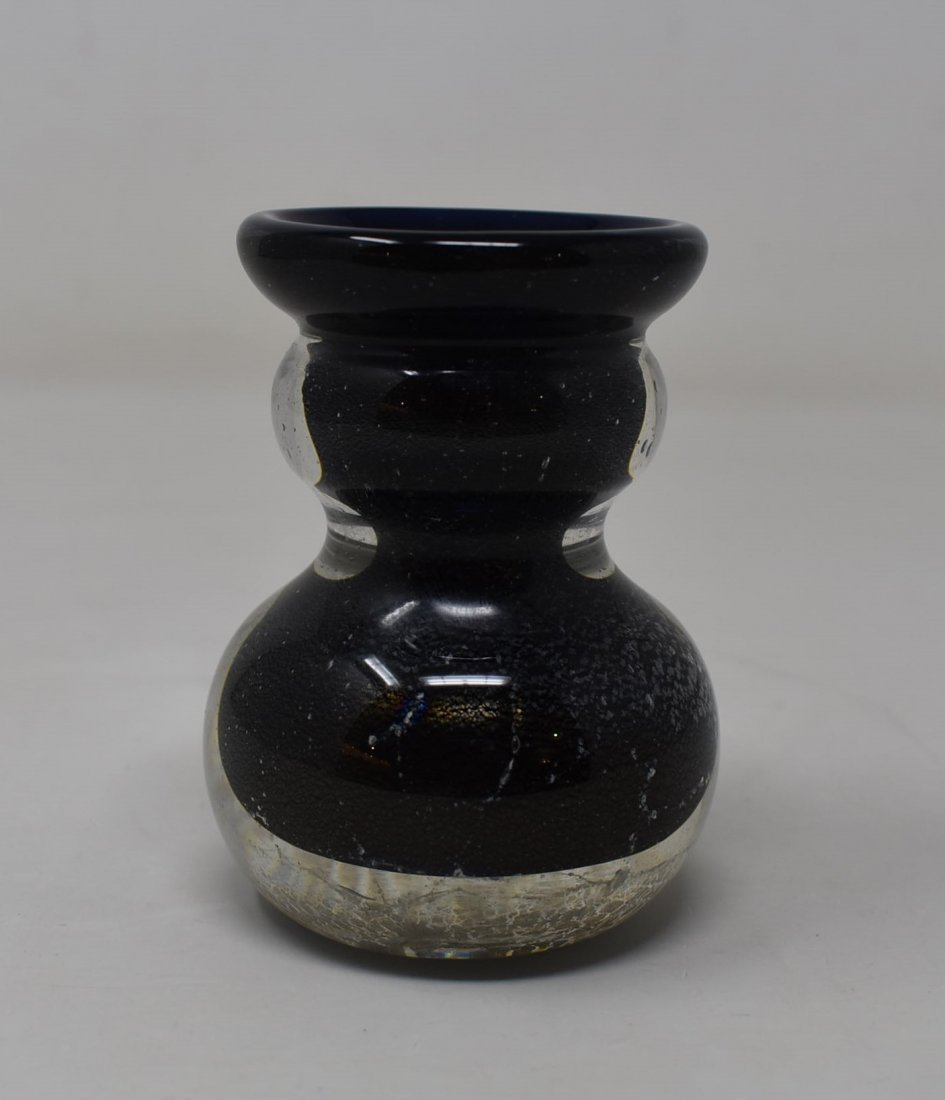 1985 John Lotton Cased Art Glass Vase: 1985 John Lotton Art Glass Vase, Clear over Deep Blue. It measures 3.75" tall and is signed and dated. This was done very early in John's Career.