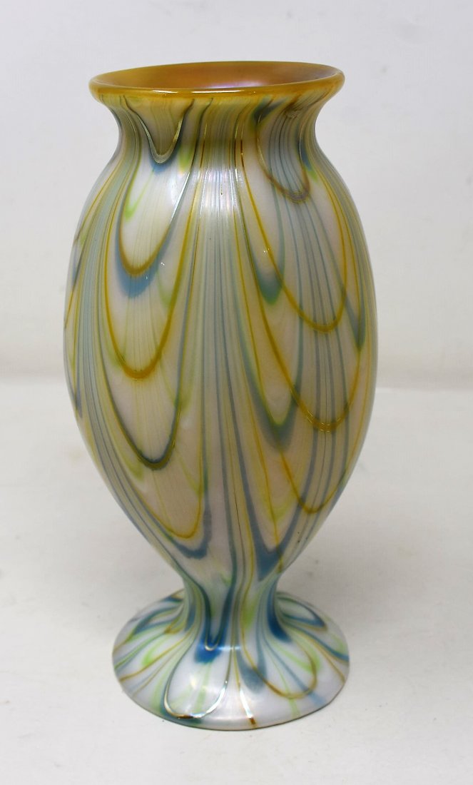 1973 Charles Lotton Art Glass Vase EARLY: Early Charles Lotton Art Glass Vase 1973, Tapered Goblet Style, it measures 7.5" tall. Signed and dated