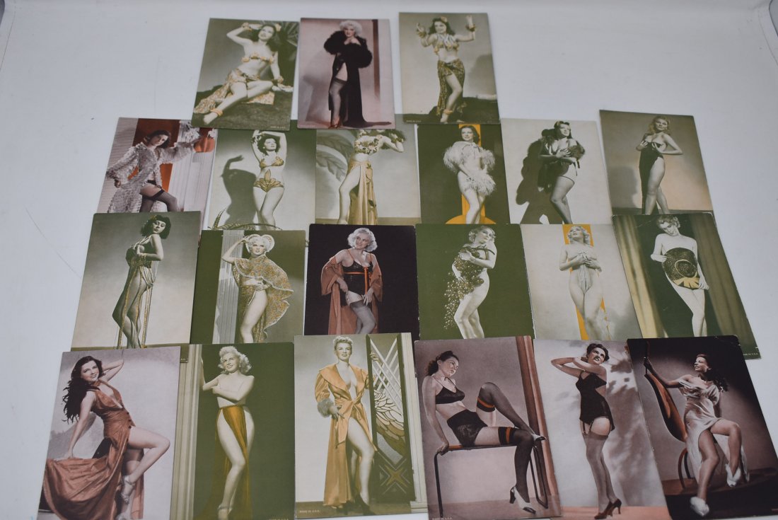 Lot of 21 1940's Pinup Arcade Cards Nudes: A Lot of 21 40's Pinup Nudie Arcade Cards