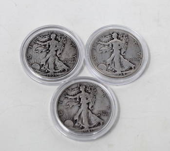 3 Walking Liberty Silver Half Dollars: Lot of 3 Silver Walking Liberty Dollars