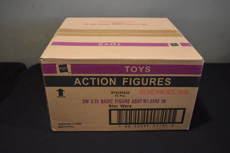 Unopened Case 12 Star Wars Action Figures W1.25R2 08: Unopened Case of 12 Star Wars 3.75" Action Figures Basic Assortment W1.25R2 08 - unopened condition, see photos of outer box - will be shipped double boxed with packing peanuts between the box and