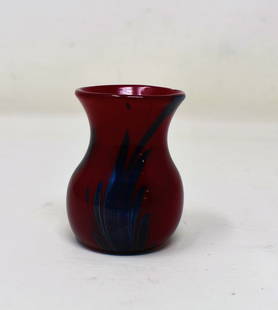 Mini Charles Lotton Art Glass Red Vase: Mini Red Charles Lotton Art Glass Vase, signed and dated 2010. Red is the most difficult color to work with and the most difficult color to find. It measures 2" tall and is in excellent condition.