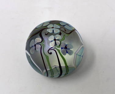 1978 Orient & Flume Signed Paperweight: 1978 Orient & Flume Paperweight, signed JL, measures 3" in diameter