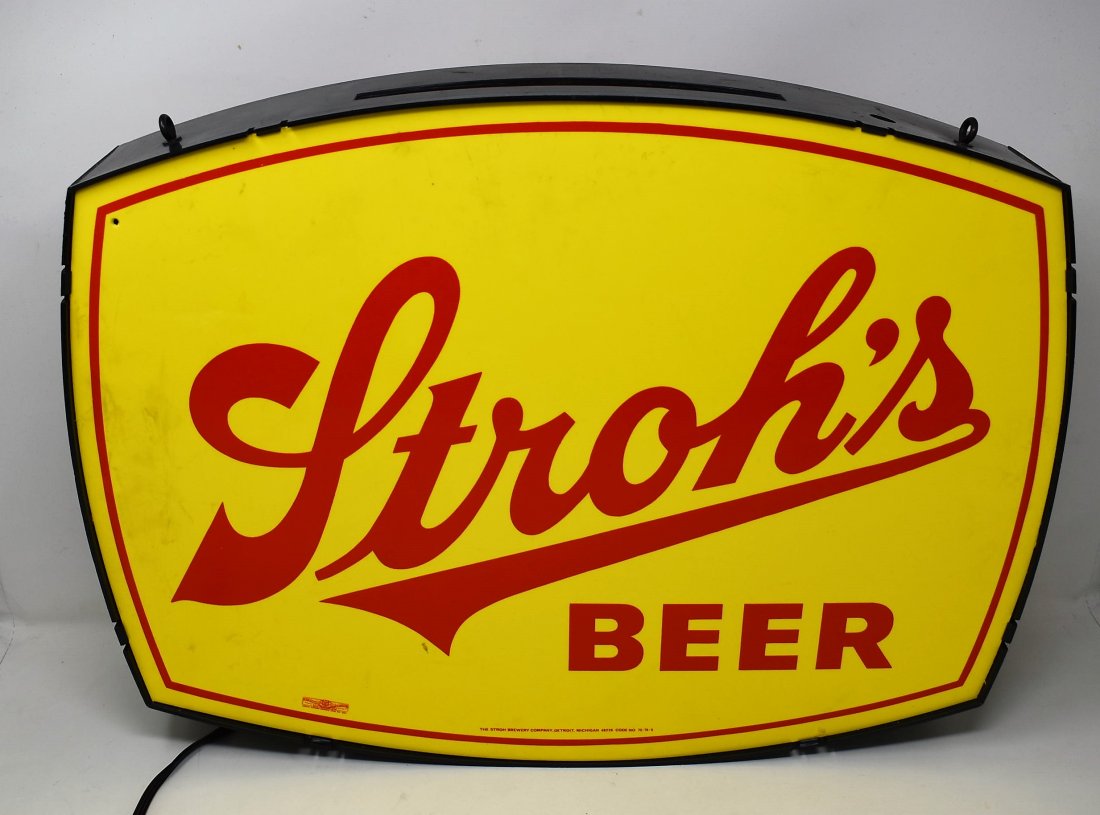 Vintage Strohs Beer Bar Light Sign: Vintage Strohs Beer Bar Light/Sign, measures 20" x 15", works