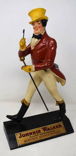 Vintage Johnnie Walker Scotch Whiskey Advertising Displ: Vintage 1940's Johnnie Walker Scotch Whiskey Wood Advertising Display Piece. It measures 14.5" tall and comes in excellent condition for age.