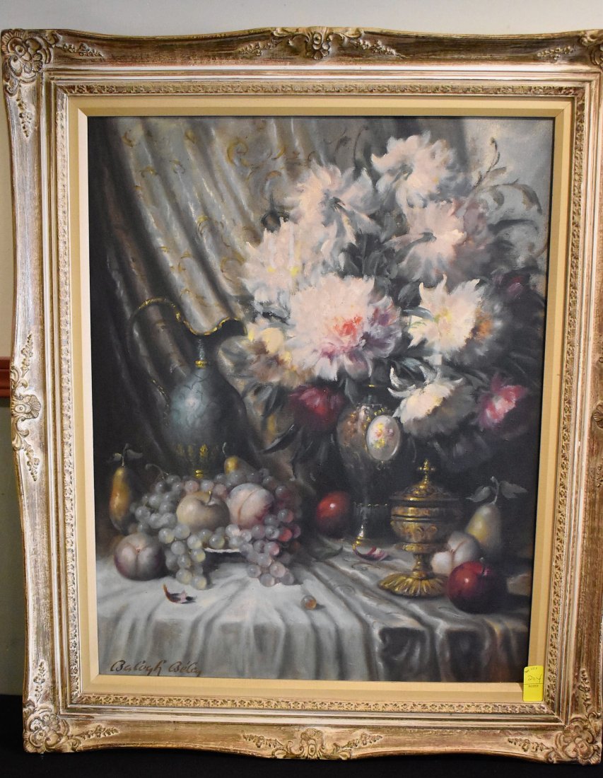 Bela Balogh Oil on Canvas Still Life (Hungarian 1911-77: Large Bela Balogh (Hungary 1911-1977) Oil on Canvas, Still Life, 37" x 31" framed