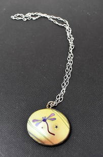 Lundberg Studios Art Glass Pendant/Necklace Signed: Scarce Lundberg Studios Art Glass & Sterling Silver 1.75" Pendant on Sterling Chain. Beautiful piece!