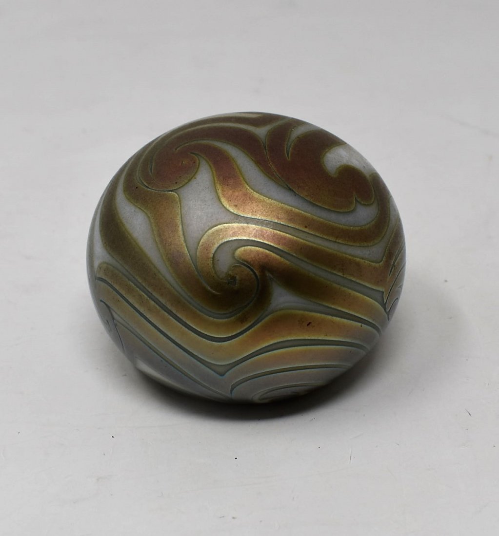 1974 Charles Lotton "King Tut" Paperweight: Early 1974 Charles Lotton "King Tut" Paperweight, 3" in diameter, signed and dated
