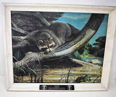 Vintage Seagrams Advertising Canvas "Racoon": Vintage Seagrams Whiskey Advertising Canvas, "Racoon" by Bob Kuhn