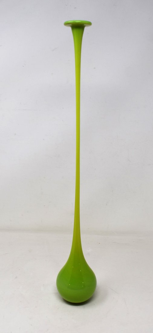 Lotton Art Glass Lime Green Tall Bud Vase (1 of 3)